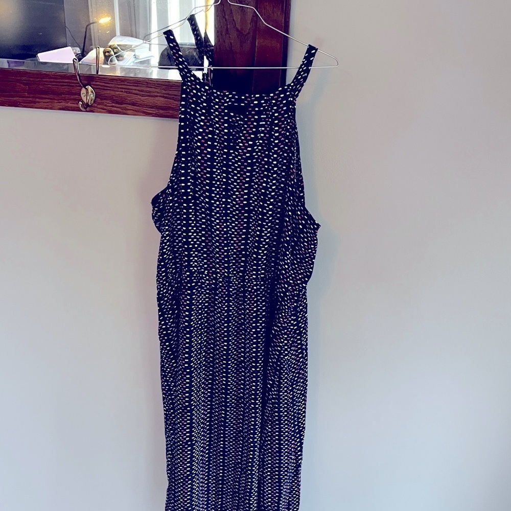 Reitmans Maxi Dress High Neck Sleeveless Navy Colourful Wedding Party Church